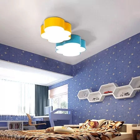 Kids Room Candy Colored Cloud Flush Ceiling Light - Cartoon Acrylic Lamp