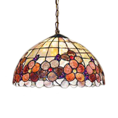 Victorian Art Glass Hanging Pendant Light - Handcrafted Bowl Lamp With 3 Adjustable Heads And Metal