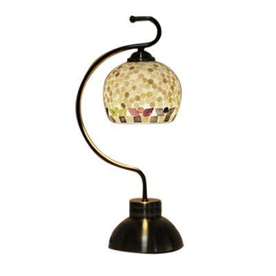 Tiffany Global Table Light Shell Shade In Black Finish - 1 Lighting For Study Room