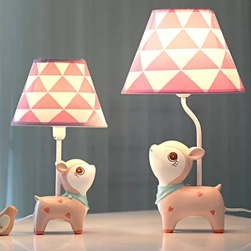 Adorable Baby Sika Deer Desk Lamp For Boy/Girl Bedroom - Resin 1 Bulb Pink