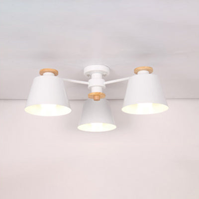 Kindergarten Foyer Chandelier: Bucket Shade Multi-Head Metal Hanging Light 3 / White