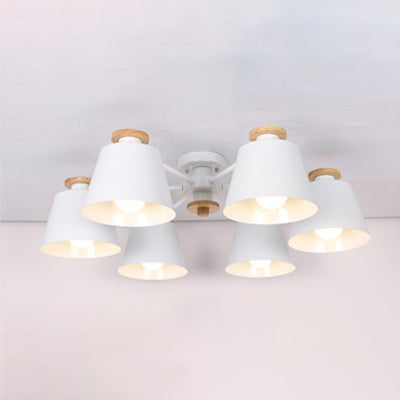 Kindergarten Foyer Chandelier: Bucket Shade Multi-Head Metal Hanging Light