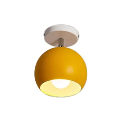 Macaron Style Ceiling Light - Rotatable Sphere Shade Metal Flush Mount for Hallway