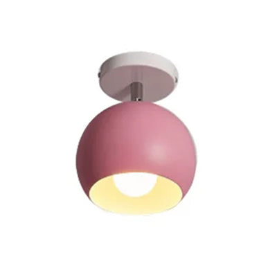 Macaron Style Ceiling Light - Rotatable Sphere Shade Metal Flush Mount for Hallway