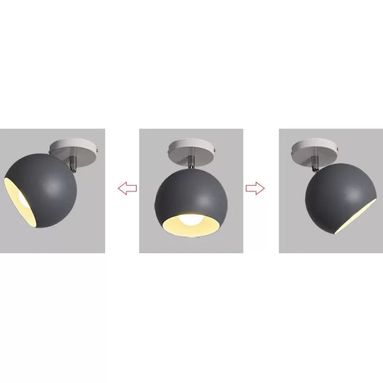 Macaron Style Ceiling Light - Rotatable Sphere Shade Metal Flush Mount For Hallway