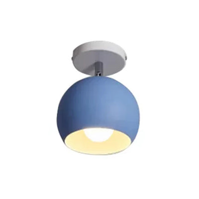 Macaron Style Ceiling Light - Rotatable Sphere Shade Metal Flush Mount for Hallway