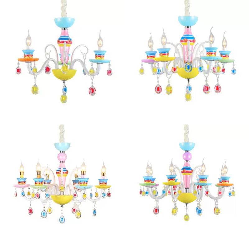 Colorful Glass Pendant Light: Modern Candle Chandelier For Kindergarten