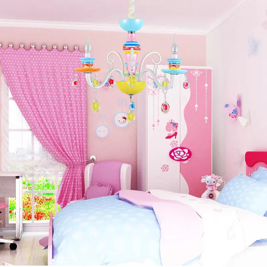 Colorful Glass Pendant Light: Modern Candle Chandelier For Kindergarten