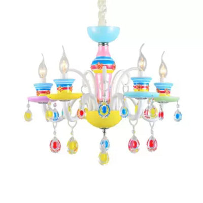 Colorful Glass Pendant Light: Modern Candle Chandelier For Kindergarten