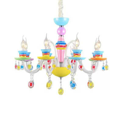 Colorful Glass Pendant Light: Modern Candle Chandelier For Kindergarten