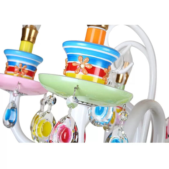 Colorful Glass Pendant Light: Modern Candle Chandelier For Kindergarten