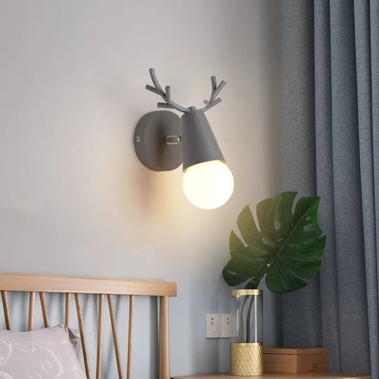 Antler Cone Sconce Light - Nordic Stylish Wall For Bedside With 1 Bulb