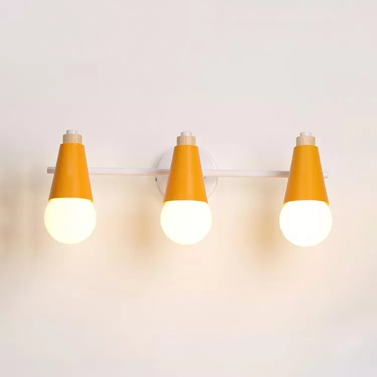 Nordic Style Metal Sweet Cone Wall Sconce - 3 Lights For Bathroom Yellow