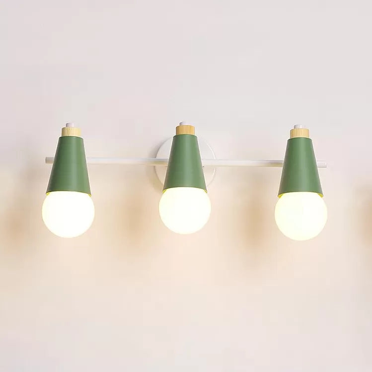 Nordic Style Metal Sweet Cone Wall Sconce - 3 Lights For Bathroom Green