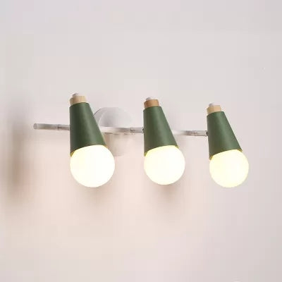 Nordic Style Metal Sweet Cone Wall Sconce - 3 Lights For Bathroom