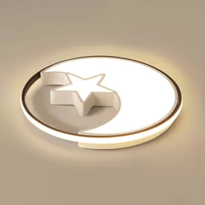 Modern Crescent Star Flush Led Ceiling Light For Nursing Room