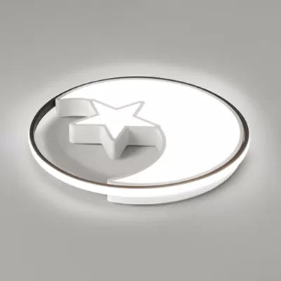 Modern Crescent Star Flush Led Ceiling Light For Nursing Room White /