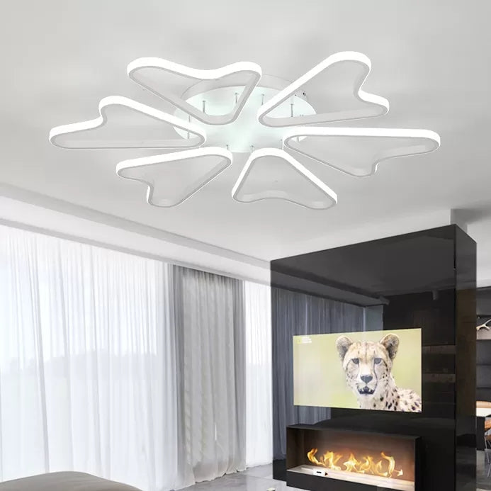 Contemporary White Led Flush Mount Ceiling Light With Acrylic Horn Design For Living Room