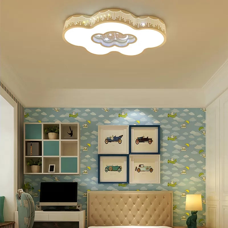 Romantic White Cloud Ceiling Mount Light With Star Acrylic Lamp For Hallway