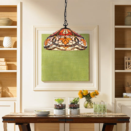 Stained Glass Floral Pendant Light - Adjustable Chains For Living Room And Kitchen Lighting Brown /