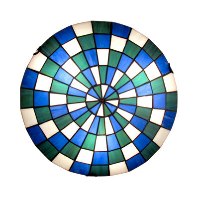 Tiffany Mosaic Dome Ceiling Mount Stained Glass Lamp - Blue Kitchen Lighting / 12