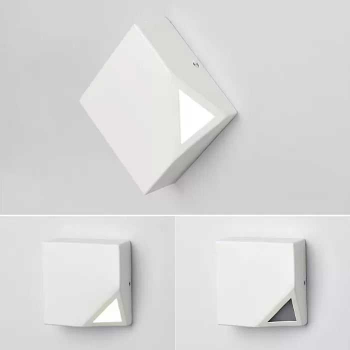 Square Metallic Led Wall Sconce For Office And Bedroom Decor White