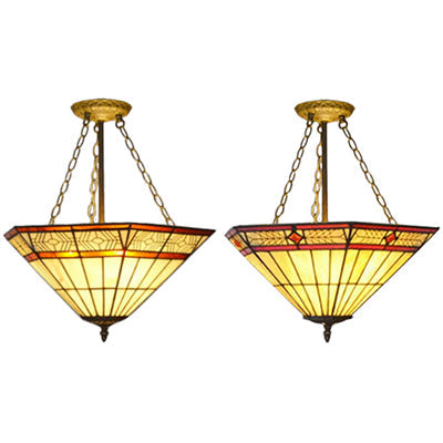 Yellow Tiffany Art Glass Pendant Light – Craftsman Restaurant Chandelier