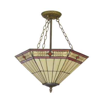 Yellow Tiffany Art Glass Pendant Light – Craftsman Restaurant Chandelier