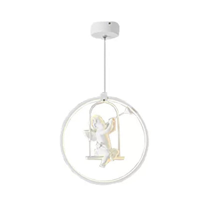 White Resin Angel Acrylic Pendant Light - Modern Dining Room Lamp