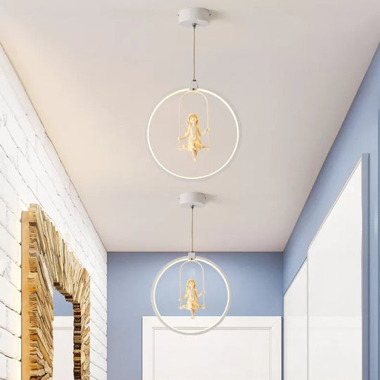 White Resin Angel Acrylic Pendant Light - Modern Dining Room Lamp