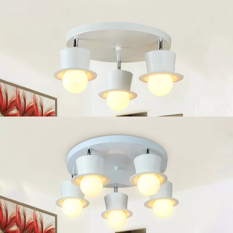 Contemporary Rotatable Ceiling Lamp In White For Boys Bedroom