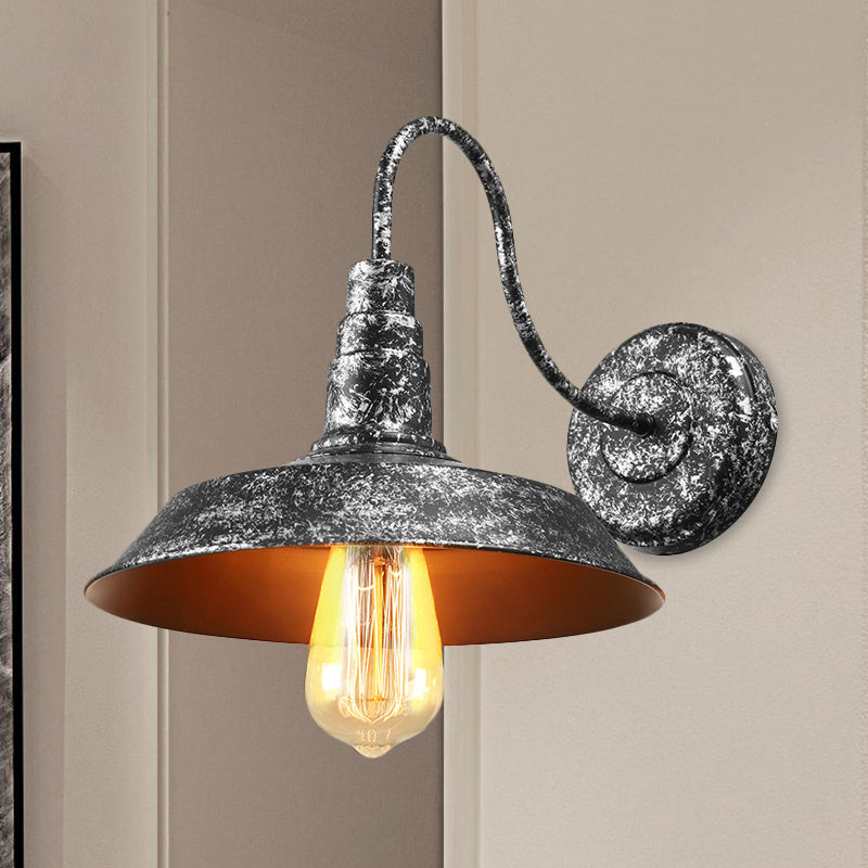 Antique Style Barn Wall Sconce With Gooseneck Arm In Bronze/Rust - Ideal For Bedroom Lighting