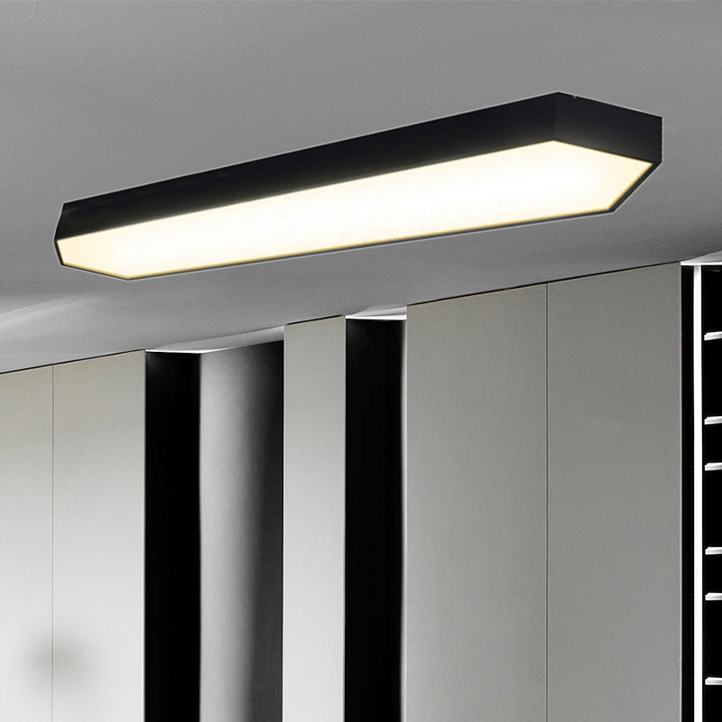 Contemporary LED Metal Strip Flush Mount Lighting - White/Black/Silver, 4"/8" Wide, 3 Light Options