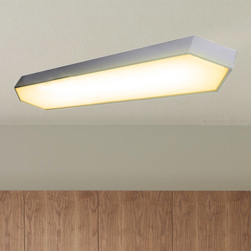 Contemporary Led Metal Strip Flush Mount Lighting - White/Black/Silver 4/8 Wide 3 Light Options