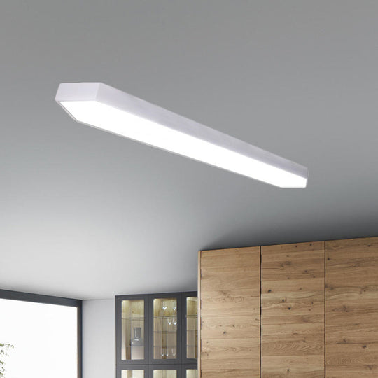 Contemporary LED Metal Strip Flush Mount Lighting - White/Black/Silver, 4"/8" Wide, 3 Light Options