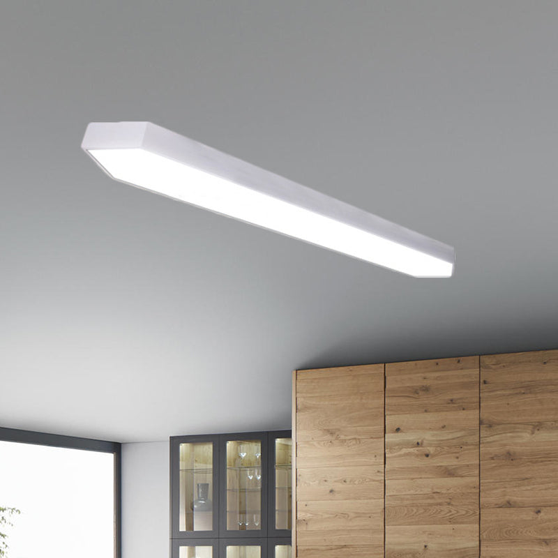 Contemporary Led Metal Strip Flush Mount Lighting - White/Black/Silver 4/8 Wide 3 Light Options