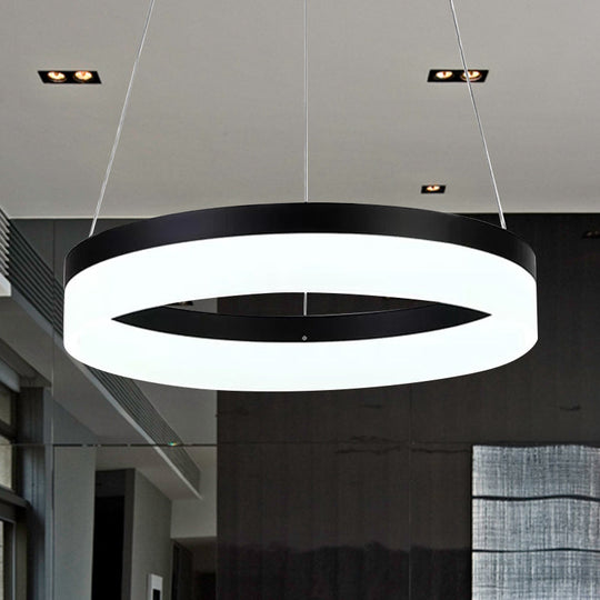 Modern Round Led Chandelier Pendant - Acrylic 1/2/3-Light Ceiling Light Fixture In Black/White/Gold