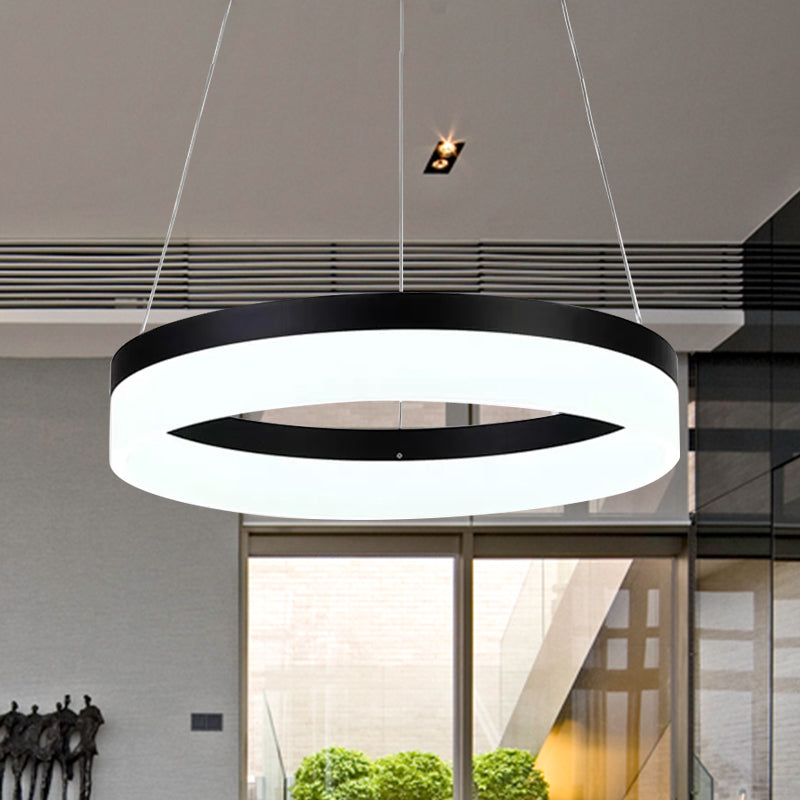 Modern Round Led Chandelier Pendant - Acrylic 1/2/3-Light Ceiling Light Fixture In Black/White/Gold