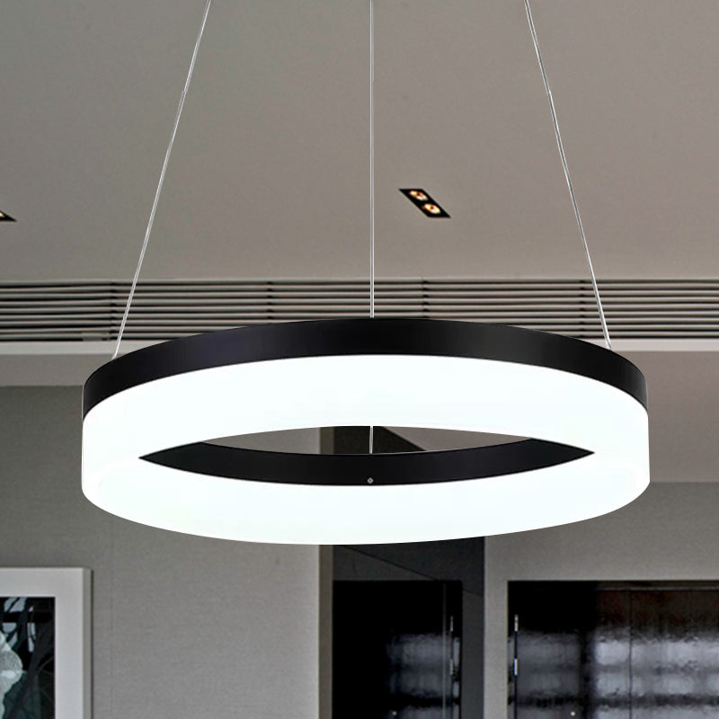 Modern Round Led Chandelier Pendant - Acrylic 1/2/3-Light Ceiling Light Fixture In Black/White/Gold