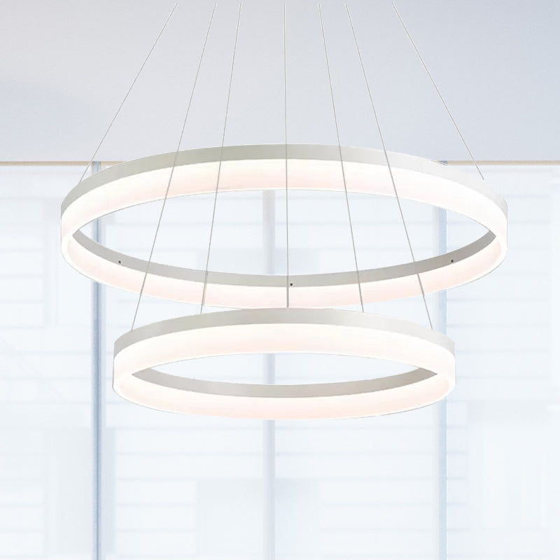 Modern Round Led Chandelier Pendant - Acrylic 1/2/3-Light Ceiling Light Fixture In Black/White/Gold