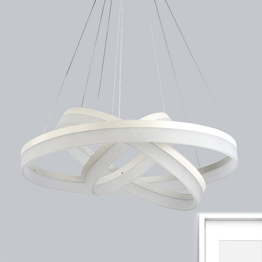 Modern Round Led Chandelier Pendant - Acrylic 1/2/3-Light Ceiling Light Fixture In Black/White/Gold