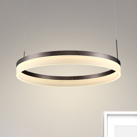 Modern Round Led Chandelier Pendant - Acrylic 1/2/3-Light Ceiling Light Fixture In Black/White/Gold