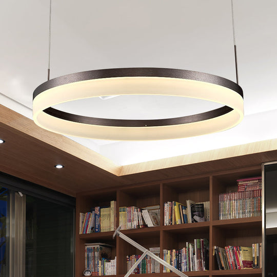 Modern Round Led Chandelier Pendant - Acrylic 1/2/3-Light Ceiling Light Fixture In Black/White/Gold