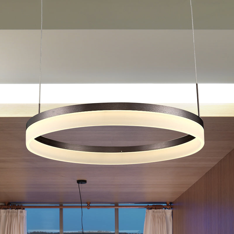 Modern Round Led Chandelier Pendant - Acrylic 1/2/3-Light Ceiling Light Fixture In Black/White/Gold