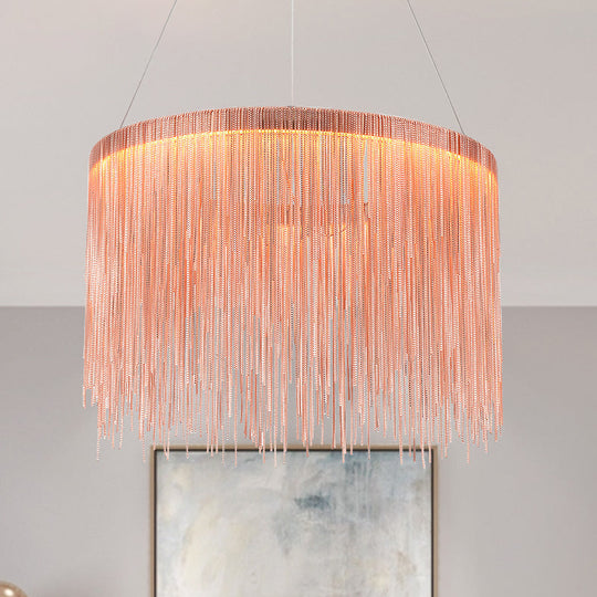 Contemporary Rose Gold Ceiling Lamp With Multi-Tiered Tassel Design - 1/2/3 Heads Chandelier Light