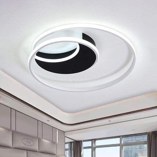 Sleek Spiral Flush Mount Ceiling Light with Simple Acrylic Design - LED, 16"/19.5"/23.5" Wide - White/Black - Warm/White Light