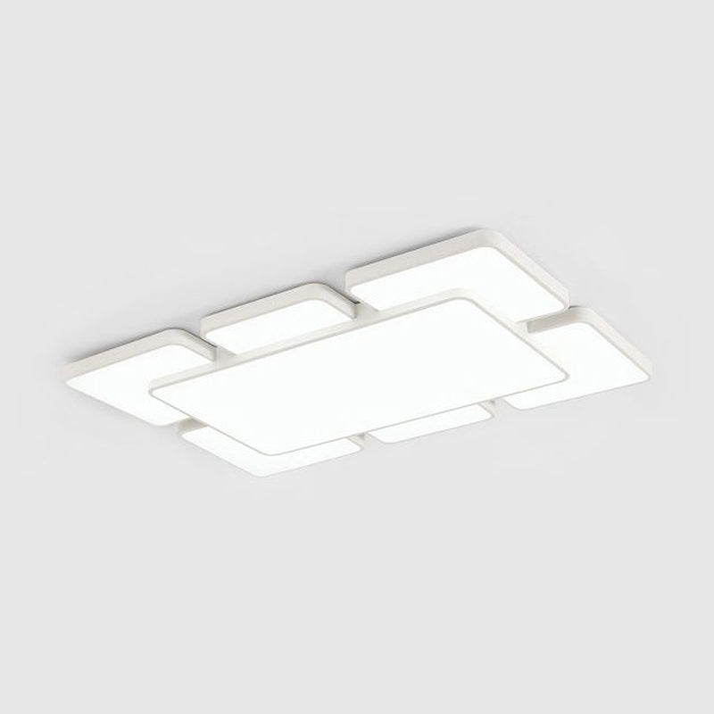 Modernist Style Flush Mount Lamp: Acrylic Shade Ceiling Light, Black/White, 20.5"/24.5", 5/7 Lights