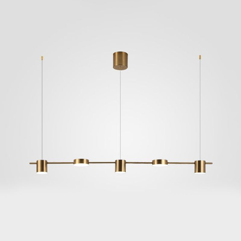 Modern Drum Aluminum Island Pendant Ceiling Light Fixture In Black/Gold With Warm/White Lighting