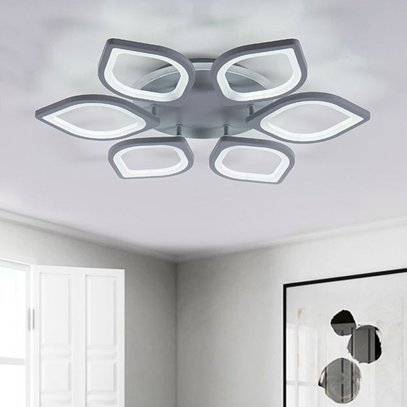 Modern Gray Flower Led Ceiling Mount Light - Acrylic Flushmount For Dining Room Neutral/Warm/White