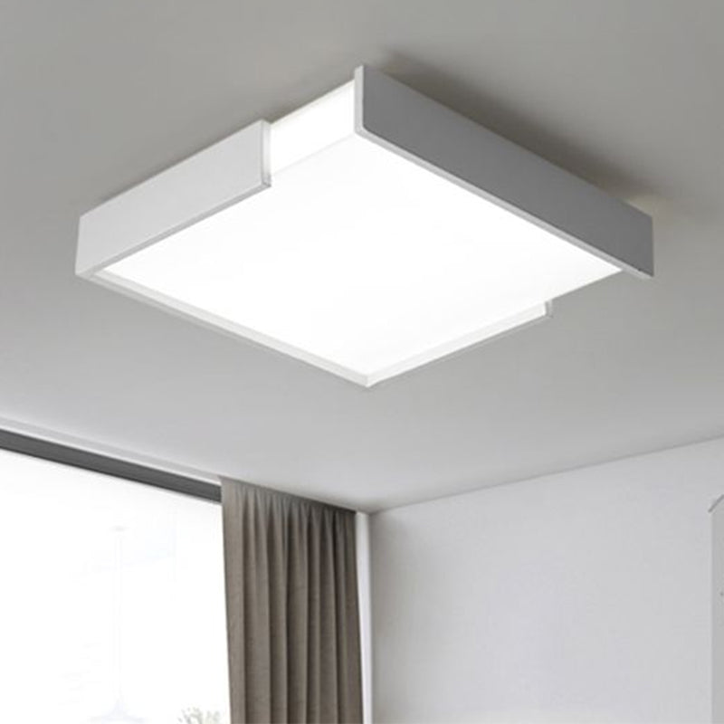 Minimalistic Squared LED Flush Mount Light in Black/White - 16"/19.5" Dia for Bedroom with Warm/White Light